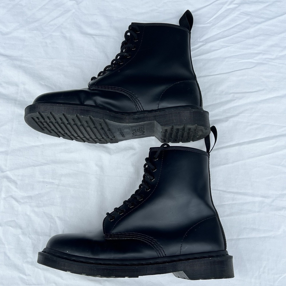 Dr. Martens 1460 Mono Smooth Leather Lace Up Boots Black Men's US 9 EU 42 Moto - Picture 4 of 13
